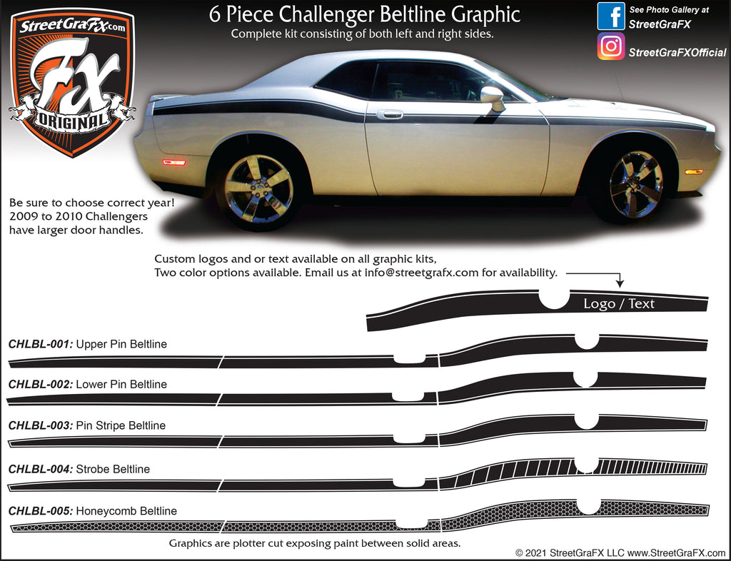 2008-2023 Dodge Challenger Side Body Graphic SRT HELLCAT Door
