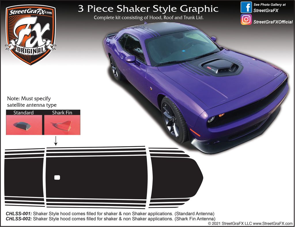 2015 Up Dodge Challenger Shaker Complete Graphic Kit