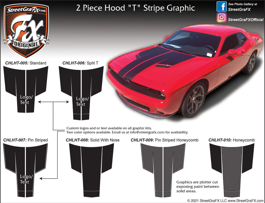 2015–2021 Dodge Challenger T Hood Stripe Kit – streetgrafx